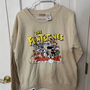 Warner Bros 100 Cream Sweatshirt Flinstone x Looney Tunes